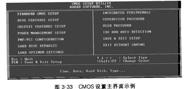 某微機系統(tǒng)的CMOS設(shè)置界面